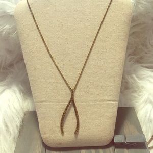 Gold longchain Wishbone Necklace
